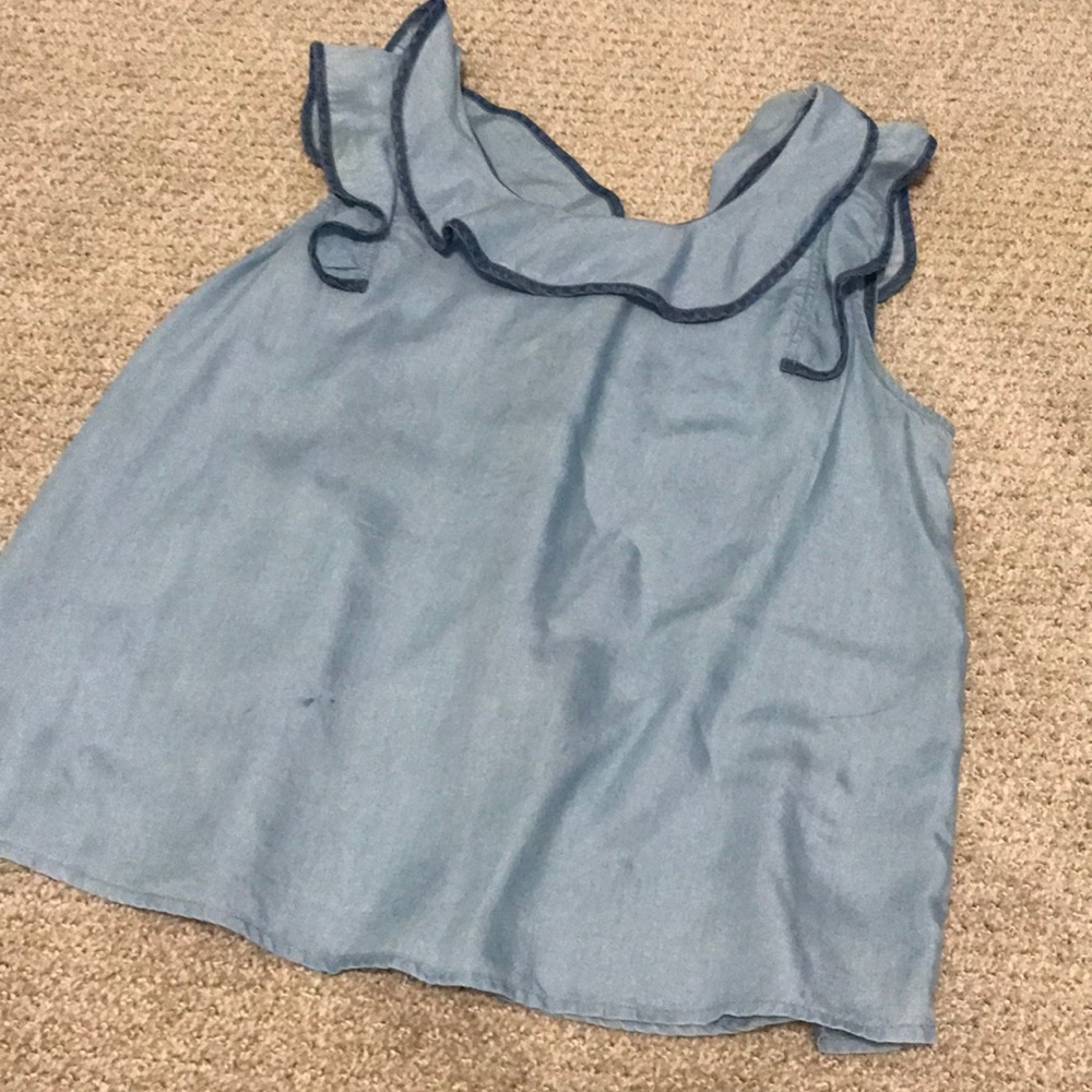 Chambray cap sleeve blouse